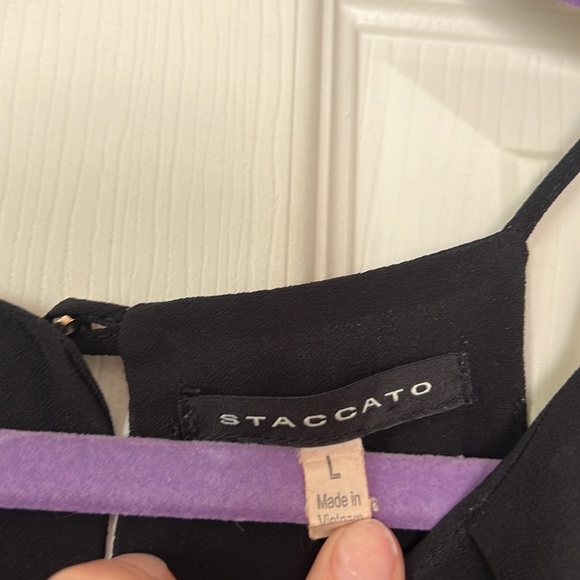 Staccato black two layer sheer pleated sleeveless top large - Picture 2 of 6